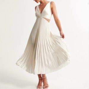 Abercrombie Satin Pleated Cutout Maxi Dress